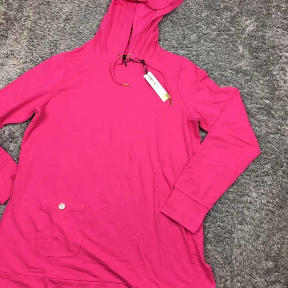 NWT AmberNoon II by Dr. Erum Ilyas SunCozy Hooded Tunic Womens Medium Pink - Picture 3 of 11